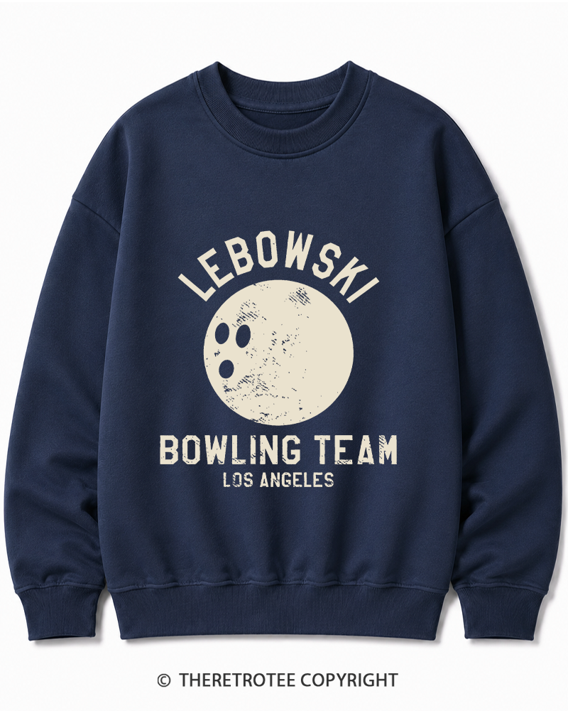 TheRetroTee Lebowski Bowling Team Los Angeles 1980s Cotton Sweatshirt