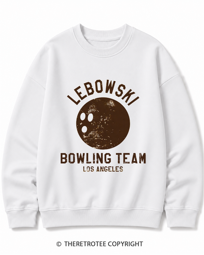 TheRetroTee Lebowski Bowling Team Los Angeles 1980s Cotton Sweatshirt