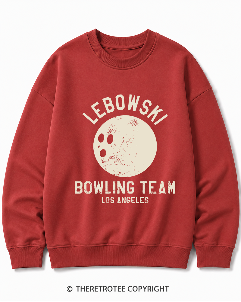TheRetroTee Lebowski Bowling Team Los Angeles 1980s Cotton Sweatshirt