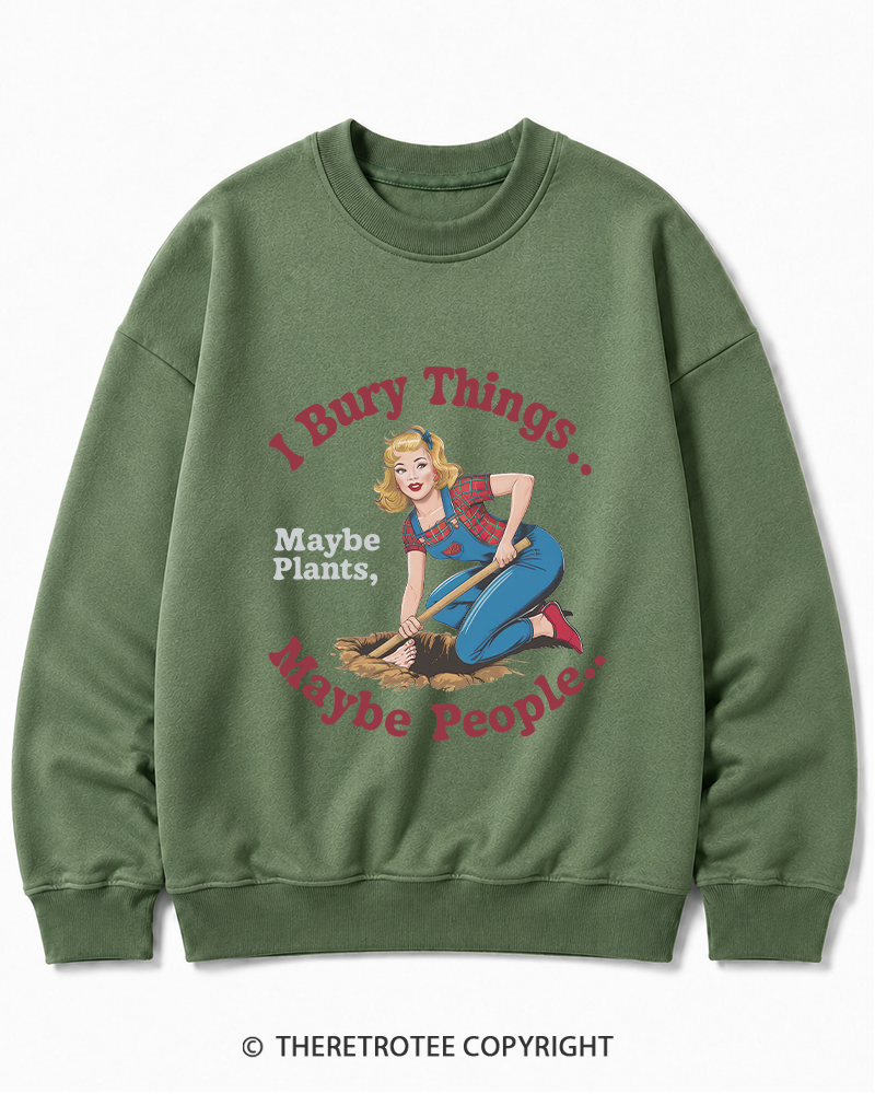 TheRetroTee I Bury Things 1970s Cotton Sweatshirt