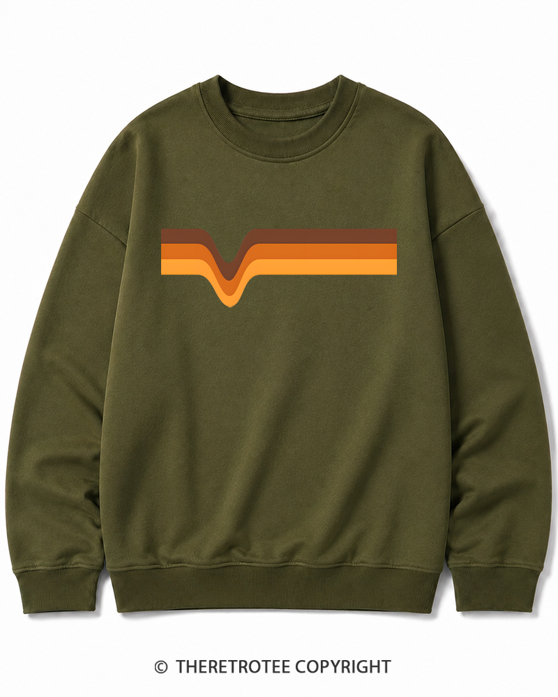 TheRetroTee 1970s Stripes Brown Orange Yellow Cotton Sweatshirt