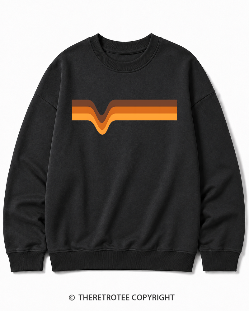 TheRetroTee 1970s Stripes Brown Orange Yellow Cotton Sweatshirt