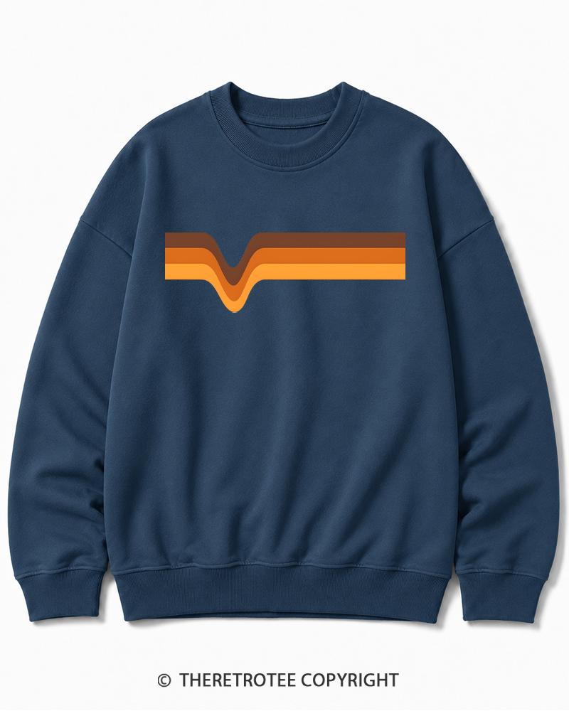 TheRetroTee 1970s Stripes Brown Orange Yellow Cotton Sweatshirt