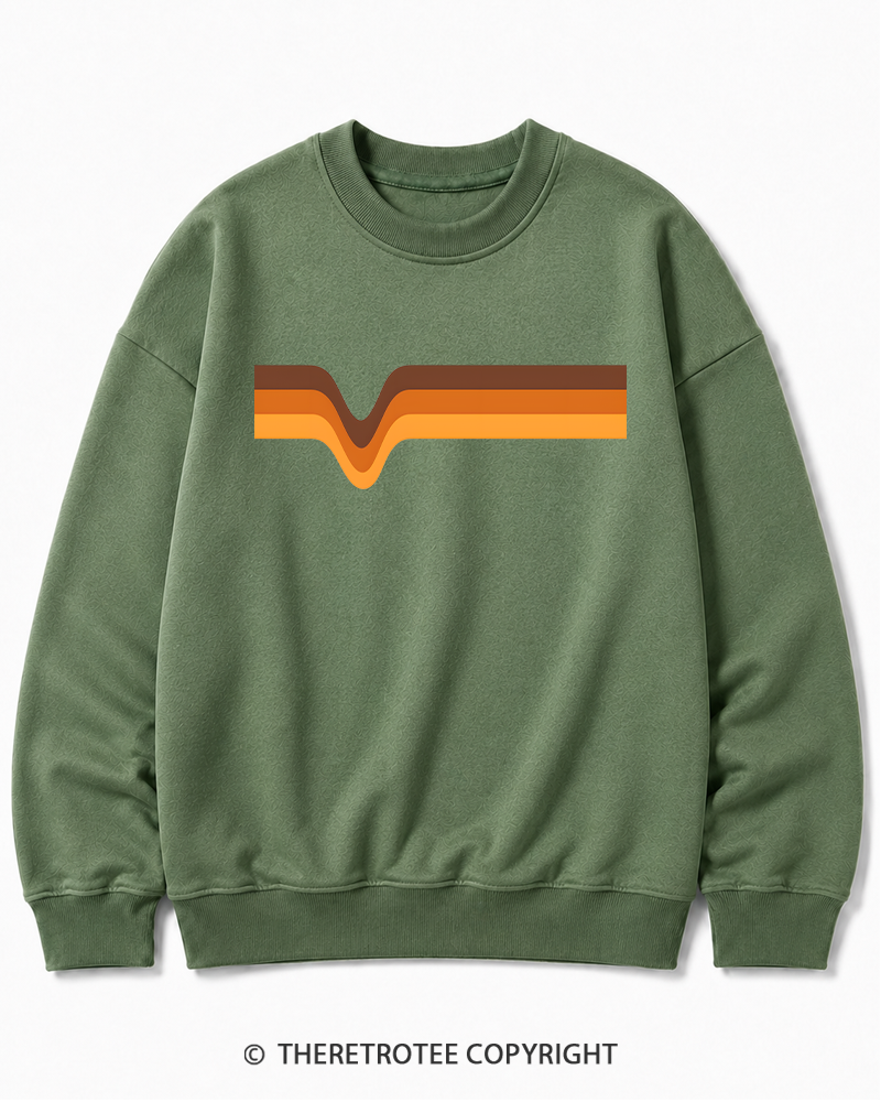 TheRetroTee 1970s Stripes Brown Orange Yellow Cotton Sweatshirt