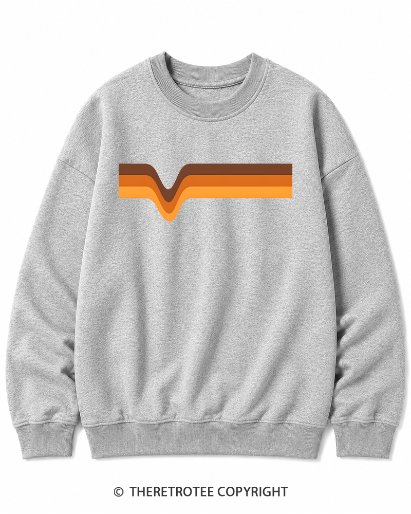 TheRetroTee 1970s Stripes Brown Orange Yellow Cotton Sweatshirt