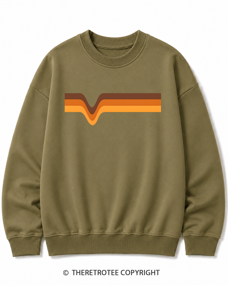 TheRetroTee 1970s Stripes Brown Orange Yellow Cotton Sweatshirt