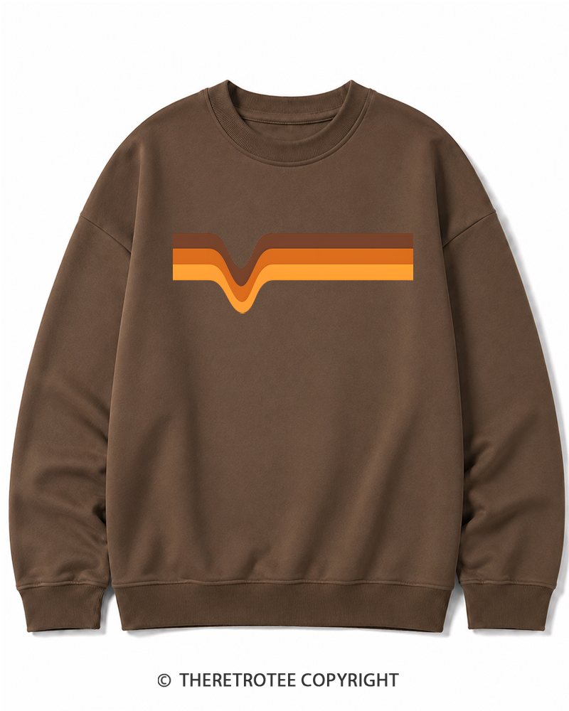 TheRetroTee 1970s Stripes Brown Orange Yellow Cotton Sweatshirt