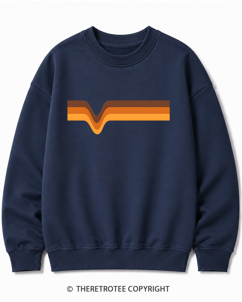 TheRetroTee 1970s Stripes Brown Orange Yellow Cotton Sweatshirt