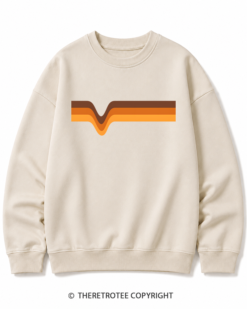 TheRetroTee 1970s Stripes Brown Orange Yellow Cotton Sweatshirt