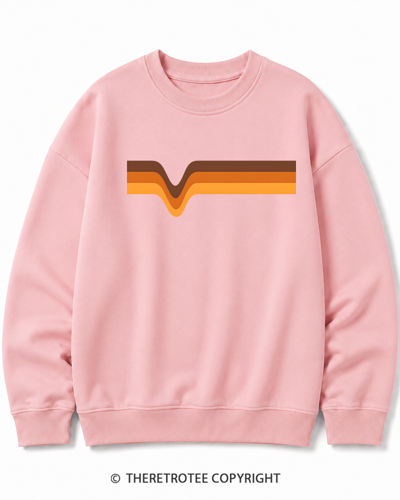 TheRetroTee 1970s Stripes Brown Orange Yellow Cotton Sweatshirt