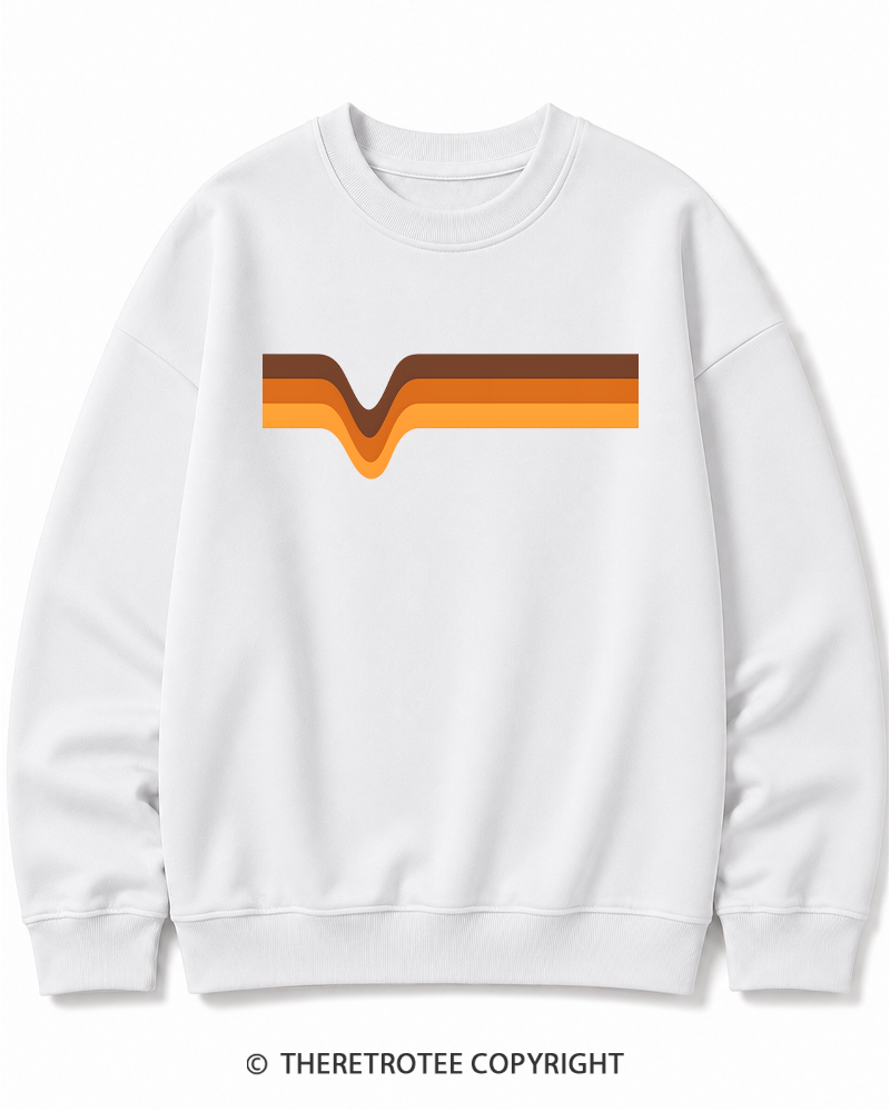 TheRetroTee 1970s Stripes Brown Orange Yellow Cotton Sweatshirt