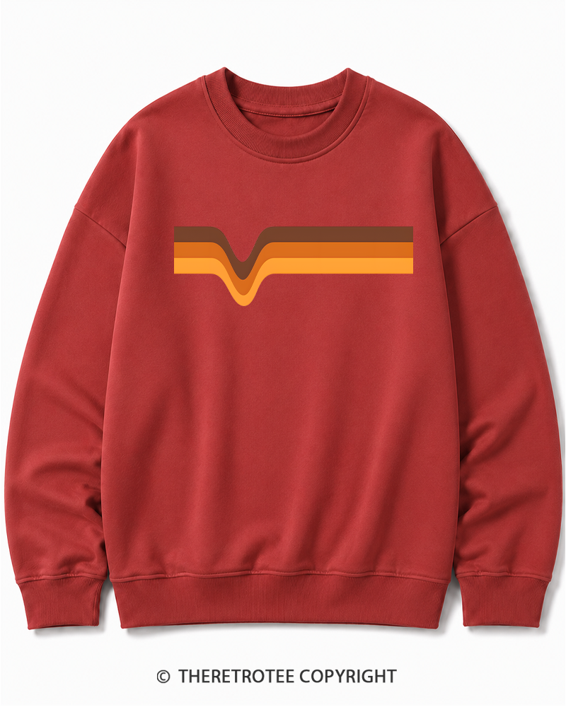 TheRetroTee 1970s Stripes Brown Orange Yellow Cotton Sweatshirt