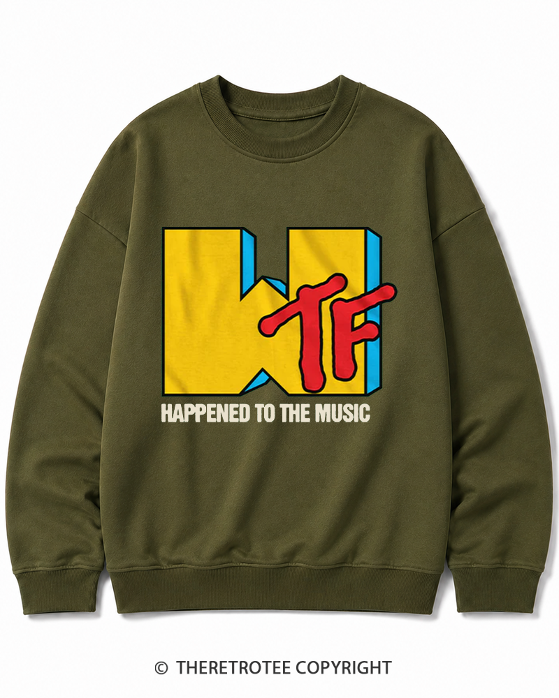 TheRetroTee WTF Happened To Music 1980s Cotton Sweatshirt