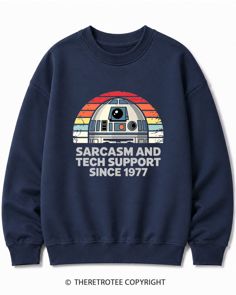 TheRetroTee Sarcasm And Tech Support Since 1977 Cotton Sweatshirt