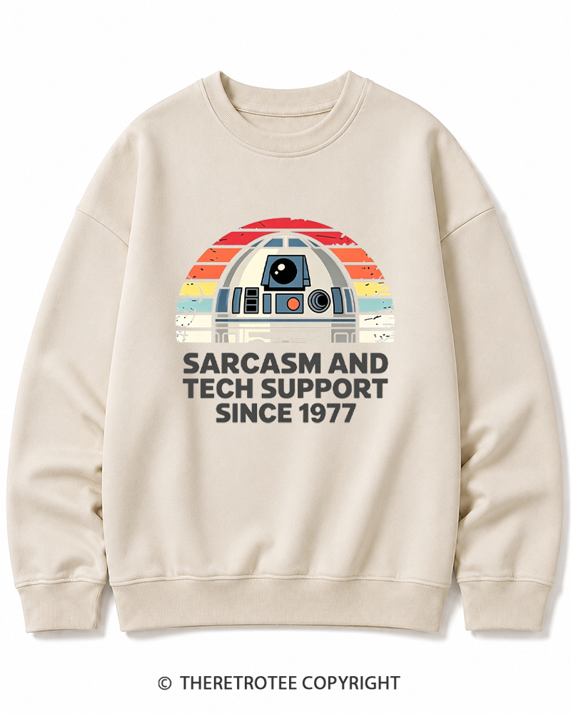 TheRetroTee Sarcasm And Tech Support Since 1977 Cotton Sweatshirt