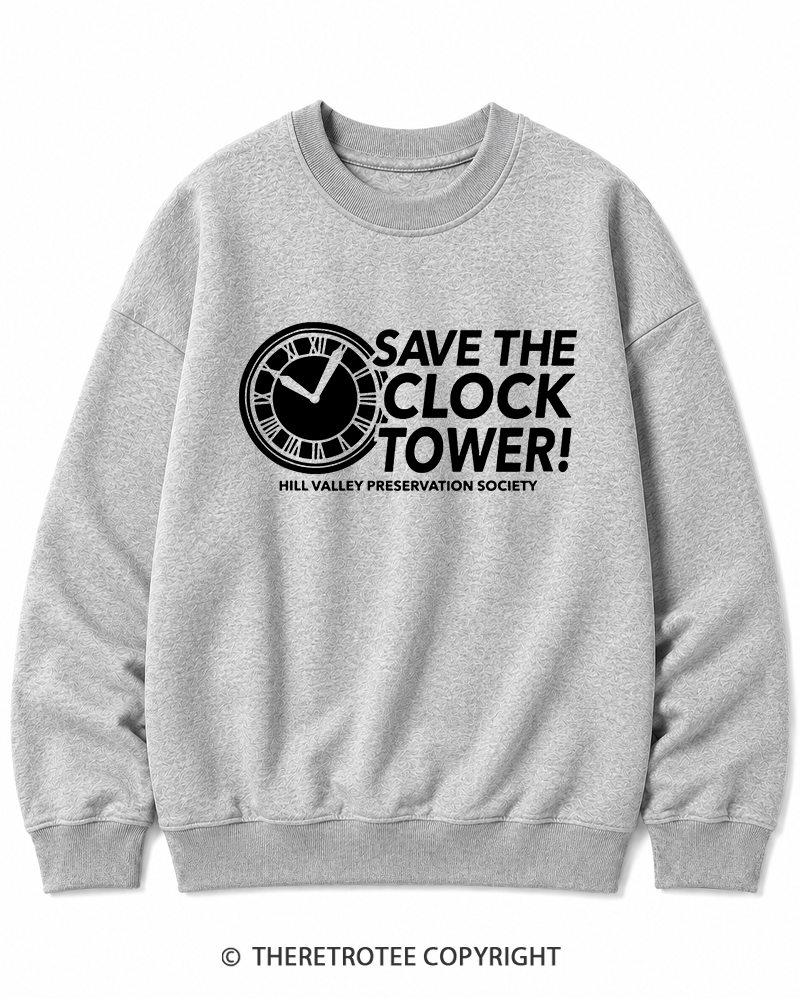 TheRetroTee Save The Clock Tower 1980s Cotton Sweatshirt