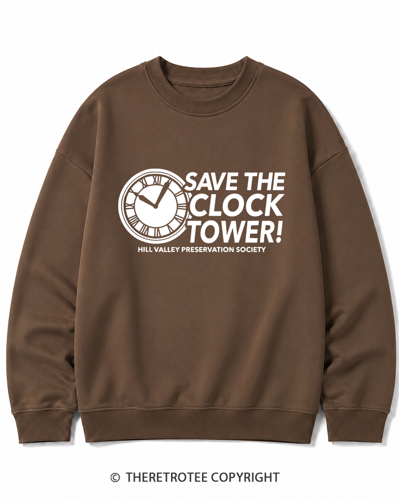 TheRetroTee Save The Clock Tower 1980s Cotton Sweatshirt