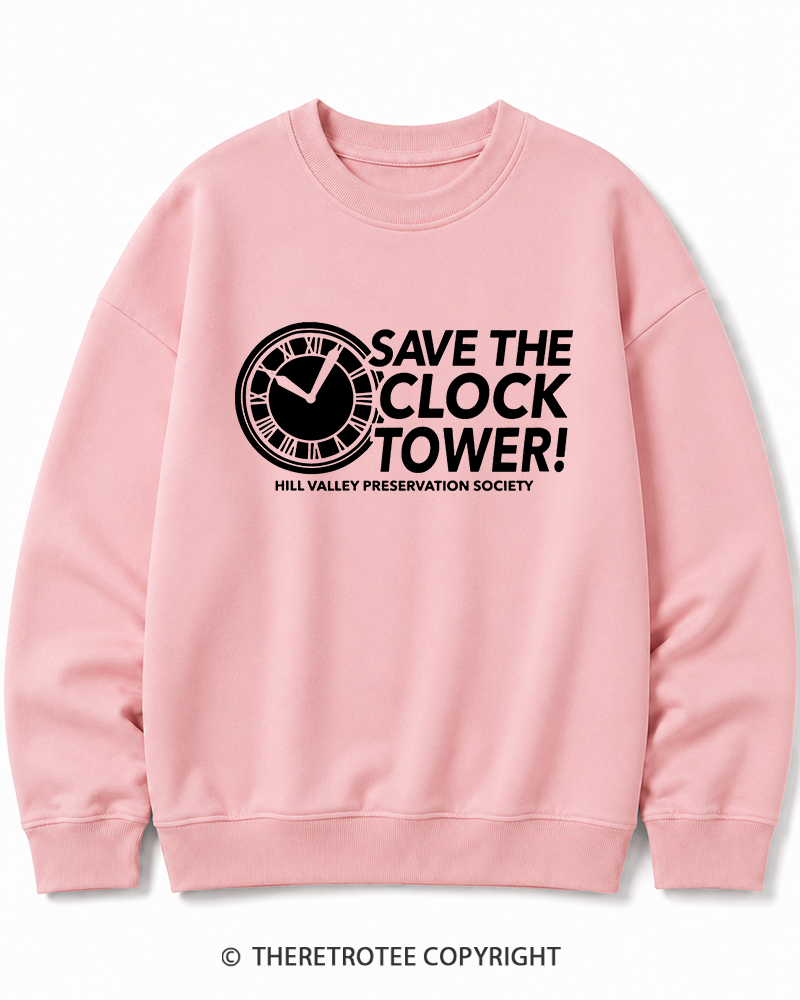TheRetroTee Save The Clock Tower 1980s Cotton Sweatshirt