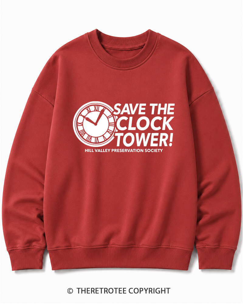 TheRetroTee Save The Clock Tower 1980s Cotton Sweatshirt