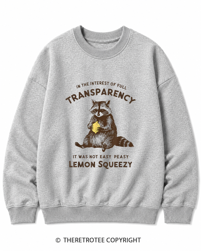 TheRetroTee It Was Not Easy Peasy Lemon Squeezy Raccoon 1970s Cotton Sweatshirt