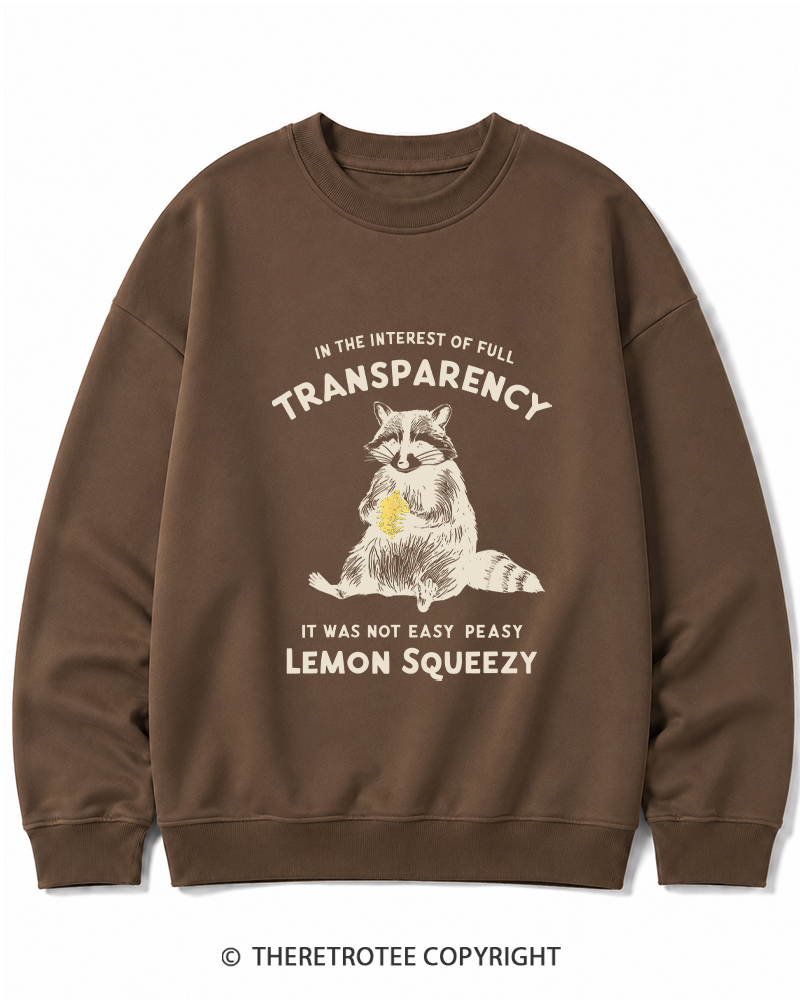 TheRetroTee It Was Not Easy Peasy Lemon Squeezy Raccoon 1970s Cotton Sweatshirt