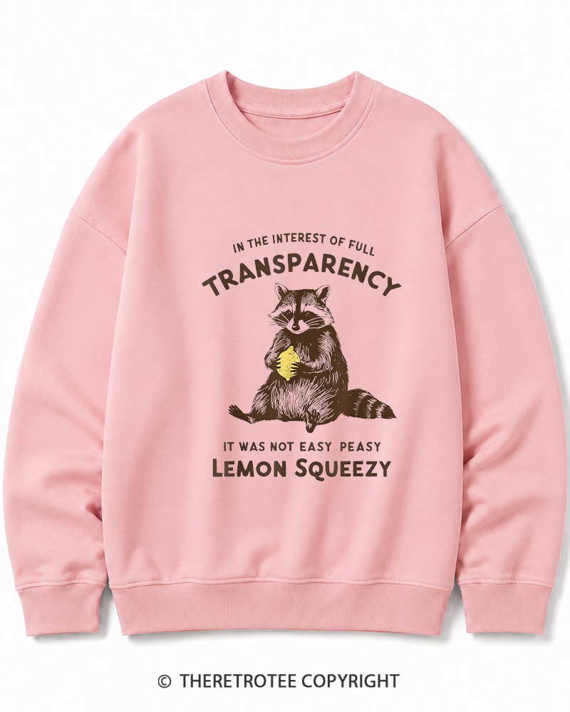 TheRetroTee It Was Not Easy Peasy Lemon Squeezy Raccoon 1970s Cotton Sweatshirt