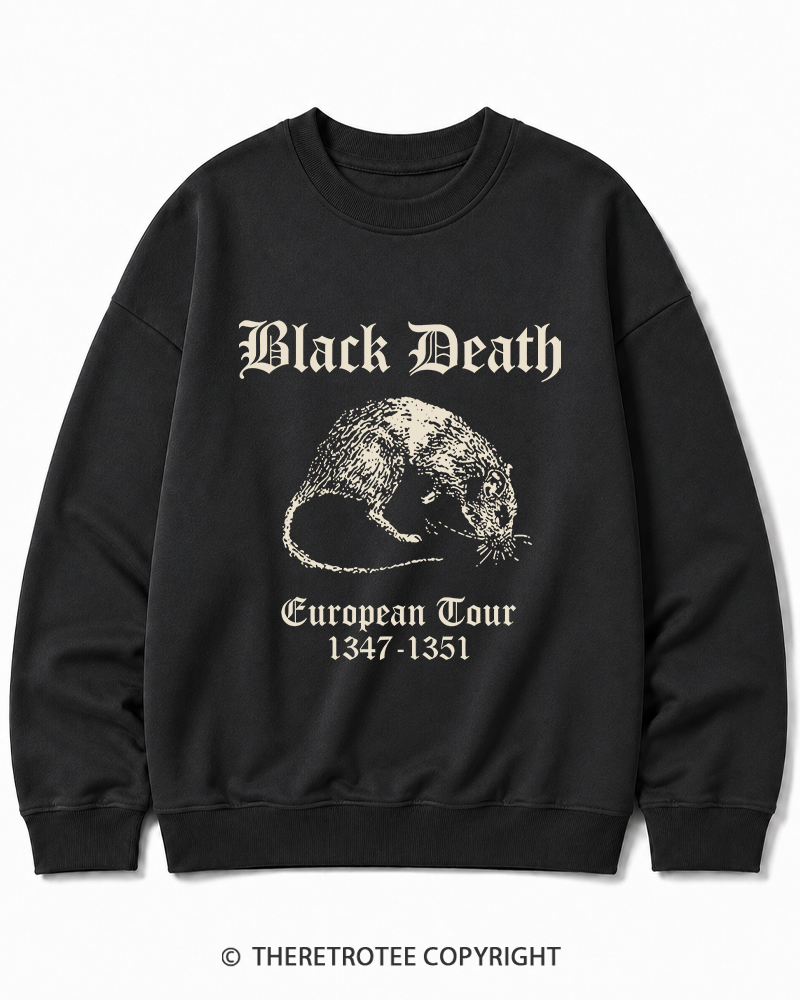 TheRetroTee Black Death European Tour Gothic Horror Cotton Sweatshirt