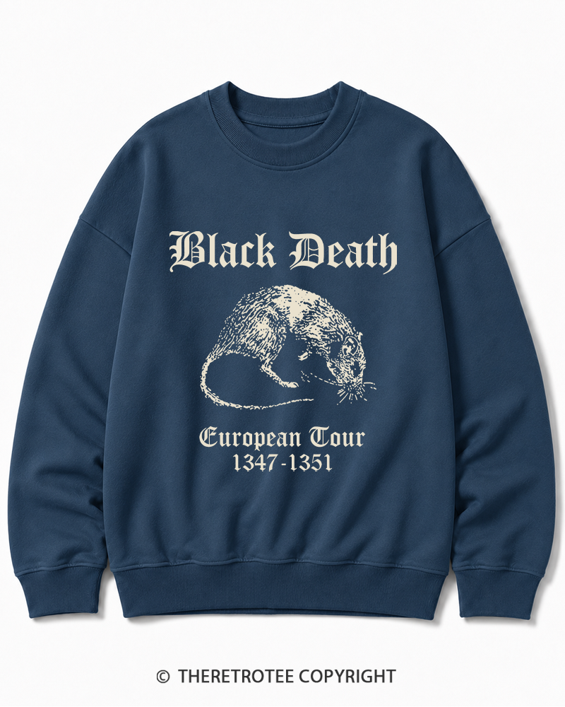 TheRetroTee Black Death European Tour Gothic Horror Cotton Sweatshirt
