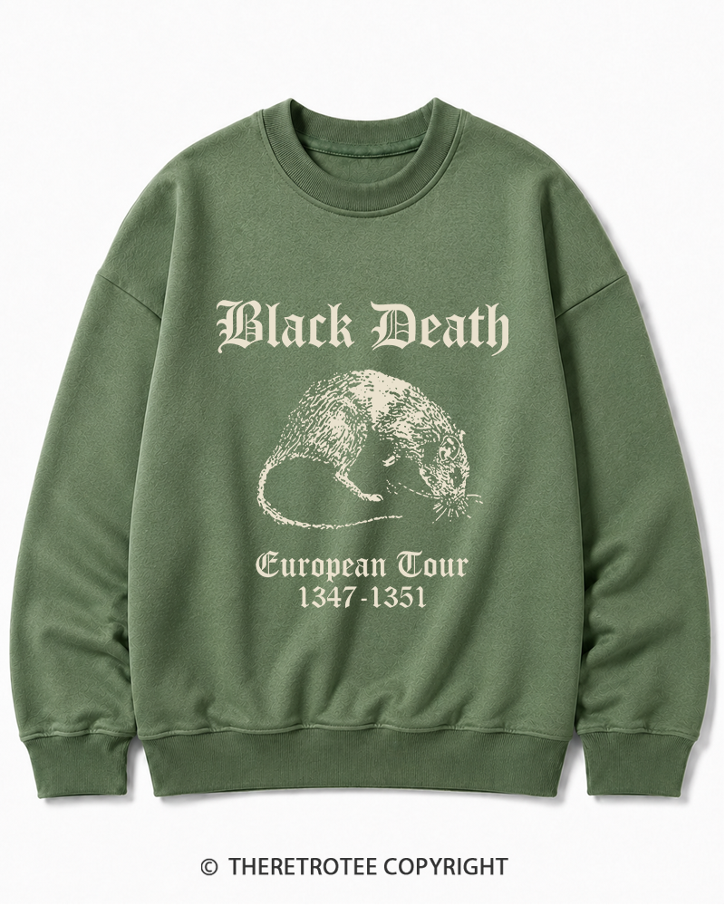 TheRetroTee Black Death European Tour Gothic Horror Cotton Sweatshirt