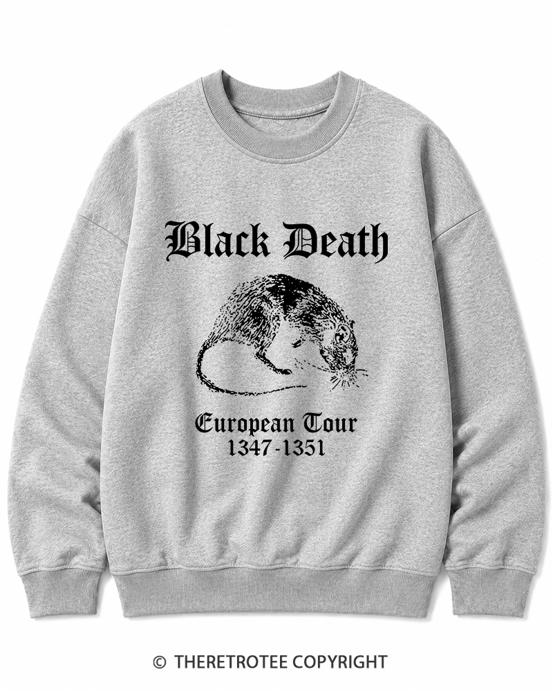 TheRetroTee Black Death European Tour Gothic Horror Cotton Sweatshirt