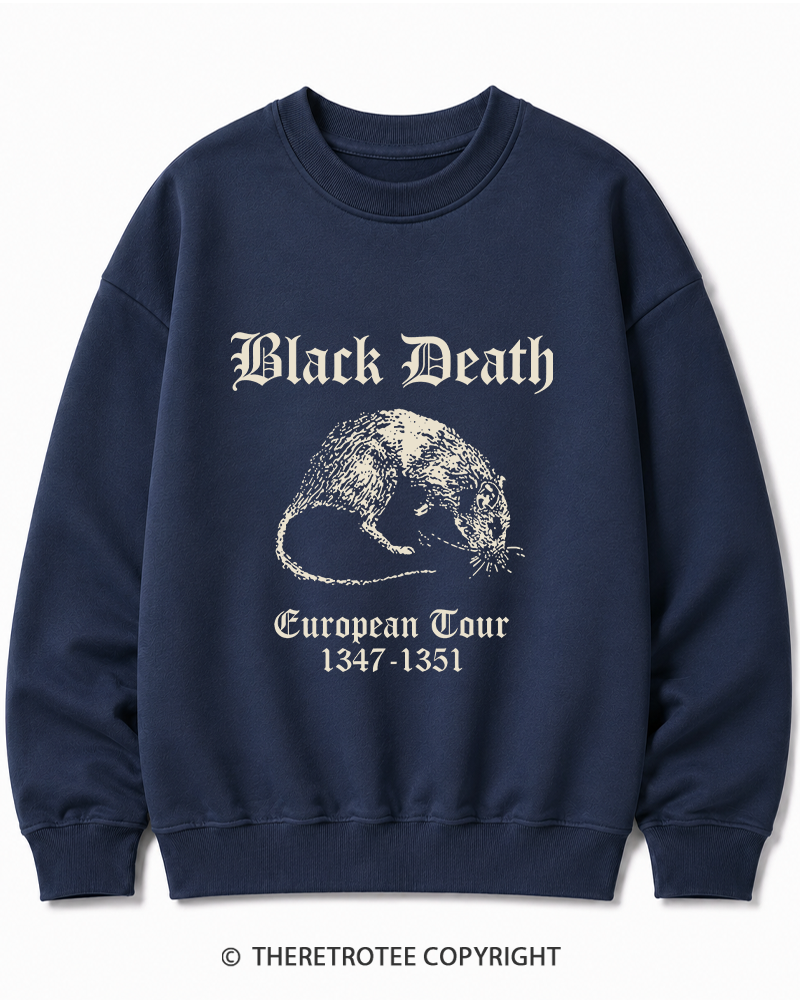 TheRetroTee Black Death European Tour Gothic Horror Cotton Sweatshirt