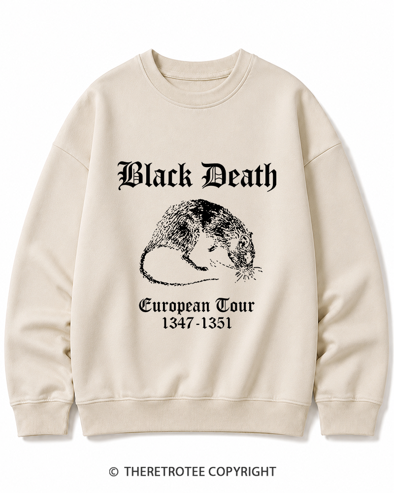 TheRetroTee Black Death European Tour Gothic Horror Cotton Sweatshirt