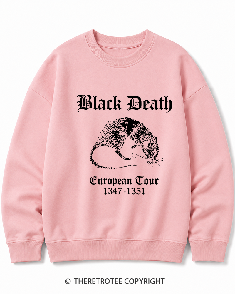 TheRetroTee Black Death European Tour Gothic Horror Cotton Sweatshirt