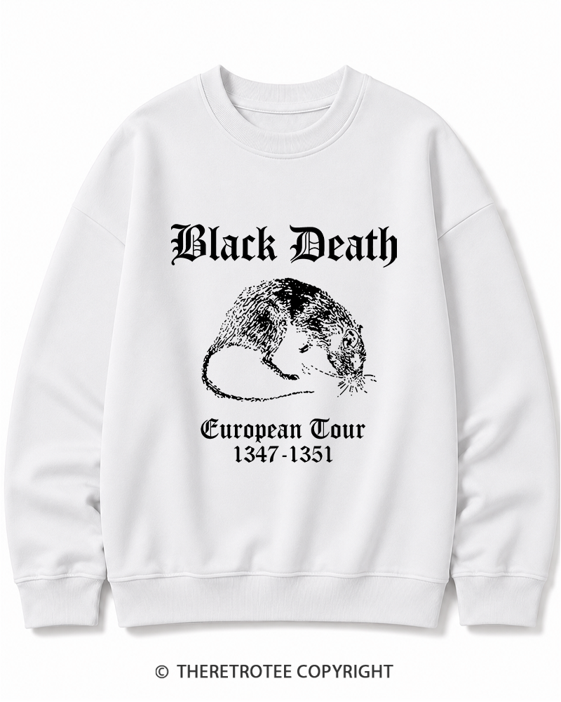 TheRetroTee Black Death European Tour Gothic Horror Cotton Sweatshirt