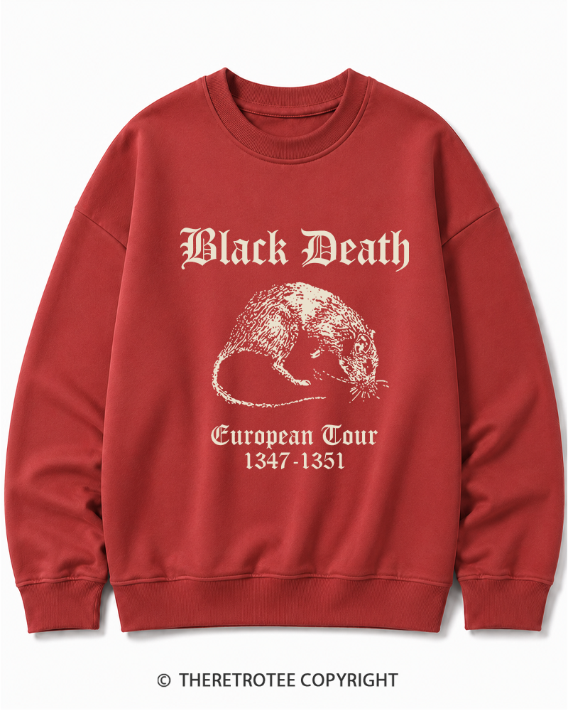 TheRetroTee Black Death European Tour Gothic Horror Cotton Sweatshirt