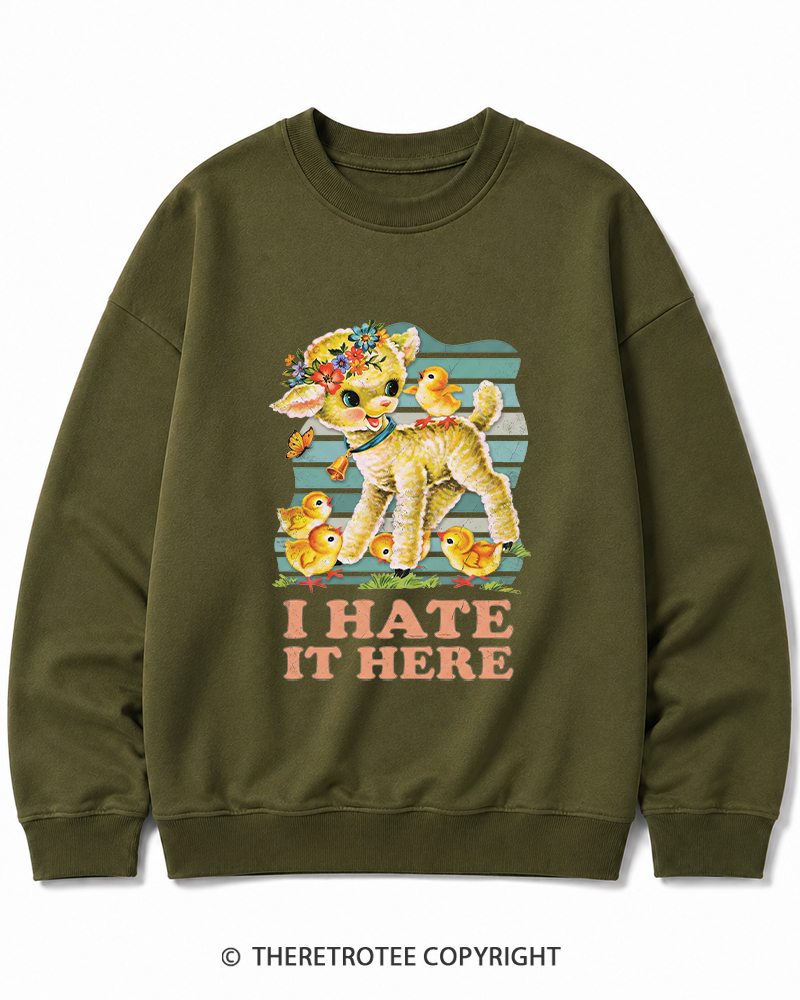 TheRetroTee I Hate It Here 1950s Cotton Sweatshirt