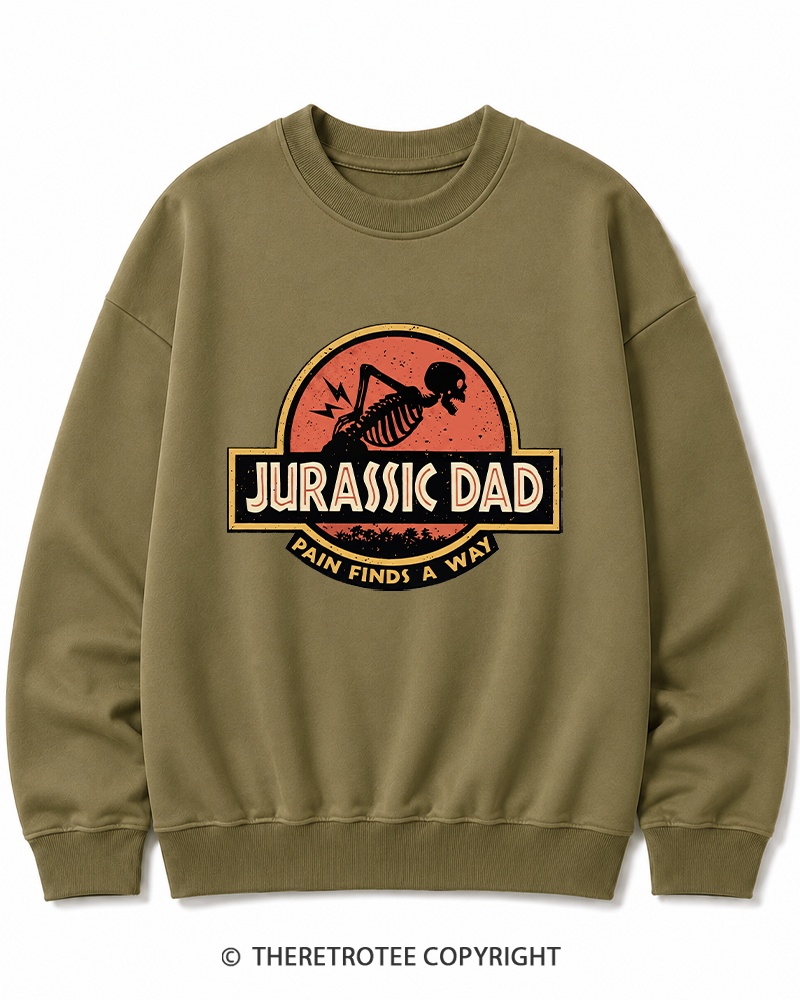 TheRetroTee Jurassic DAD Pain Finds A Way 1990s Cotton Sweatshirt
