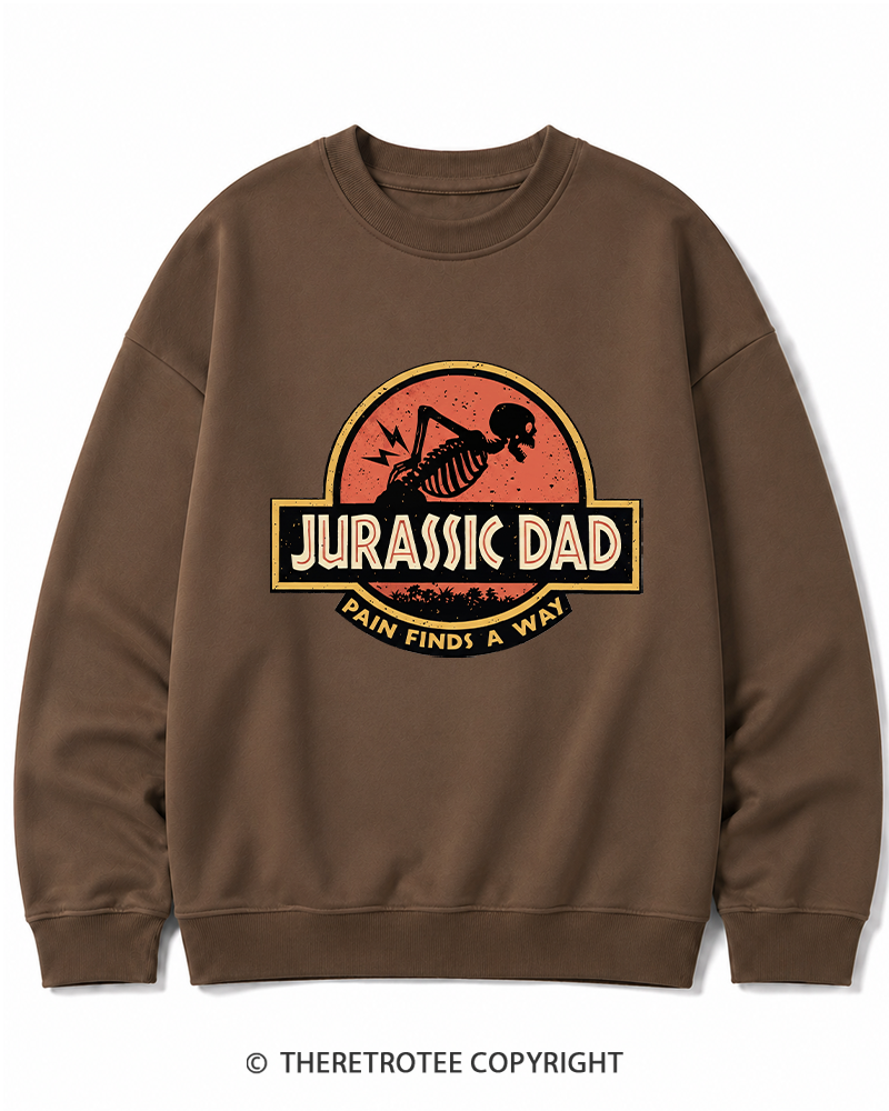 TheRetroTee Jurassic DAD Pain Finds A Way 1990s Cotton Sweatshirt