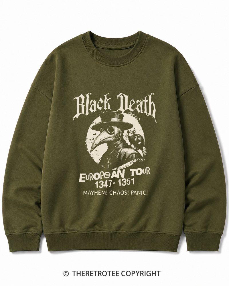 TheRetroTee Black Death European Tour 1970s Cotton Sweatshirt