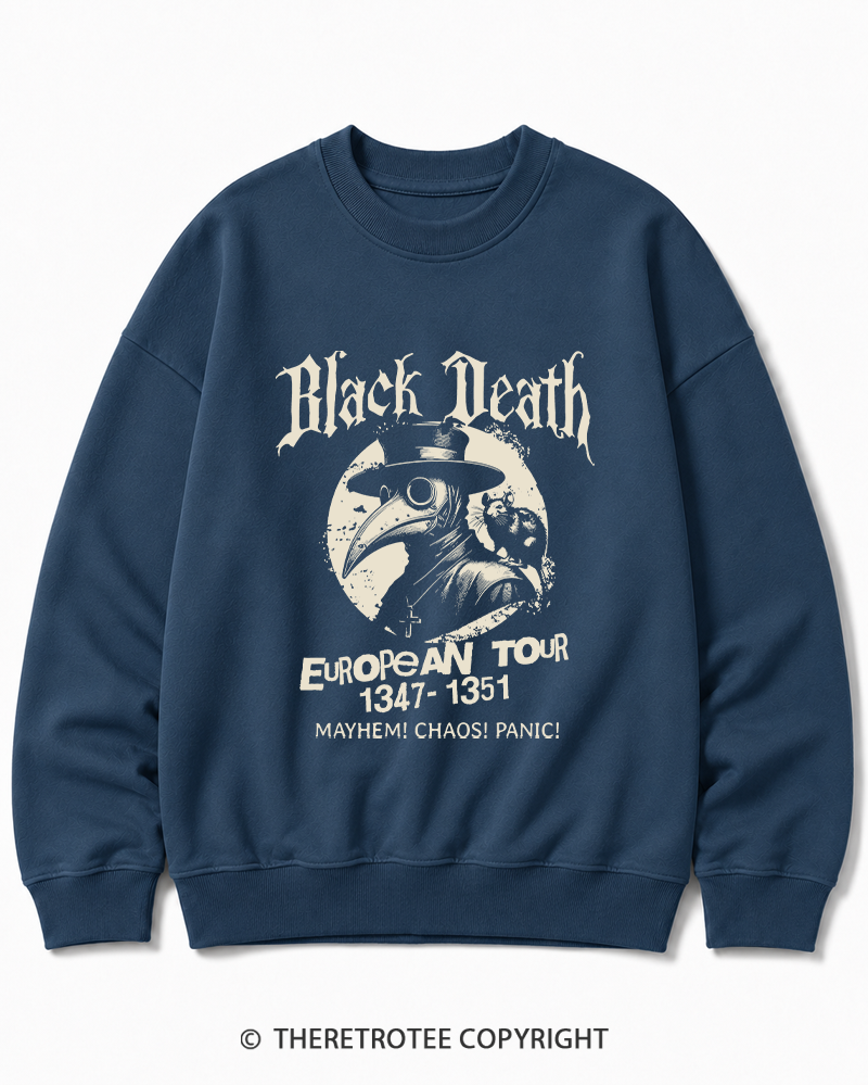 TheRetroTee Black Death European Tour 1970s Cotton Sweatshirt