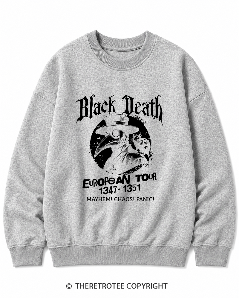 TheRetroTee Black Death European Tour 1970s Cotton Sweatshirt
