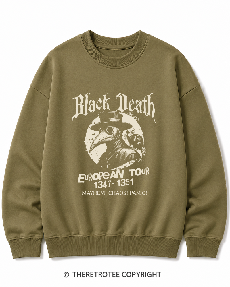 TheRetroTee Black Death European Tour 1970s Cotton Sweatshirt