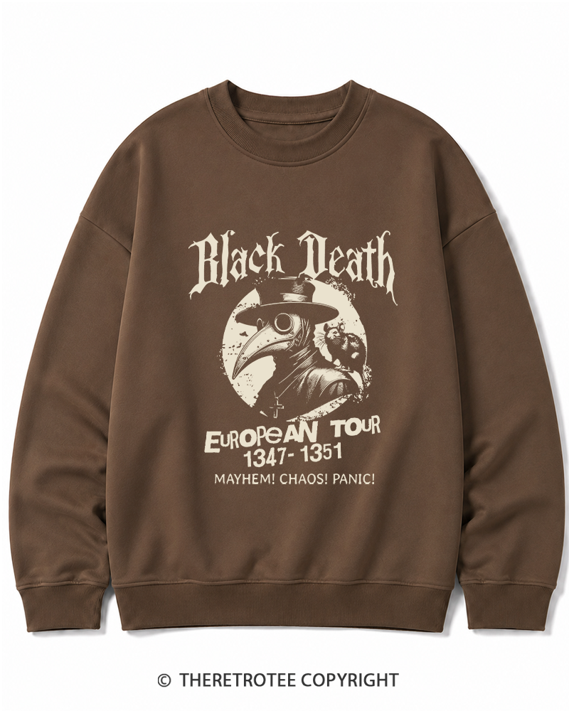 TheRetroTee Black Death European Tour 1970s Cotton Sweatshirt
