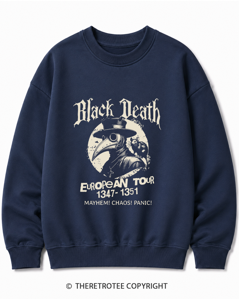 TheRetroTee Black Death European Tour 1970s Cotton Sweatshirt