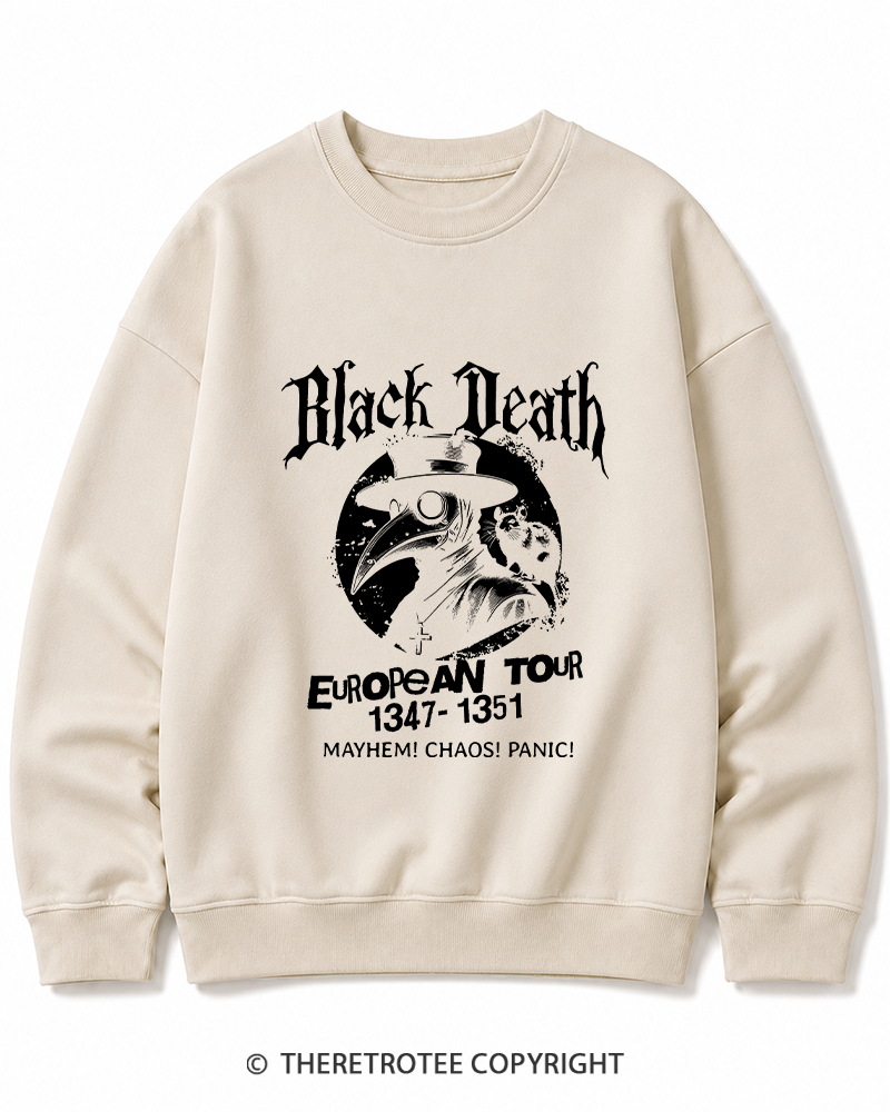 TheRetroTee Black Death European Tour 1970s Cotton Sweatshirt