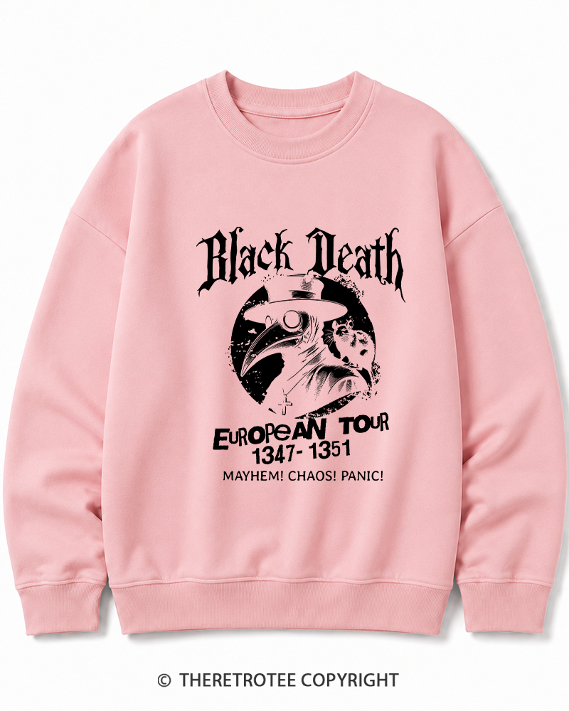 TheRetroTee Black Death European Tour 1970s Cotton Sweatshirt