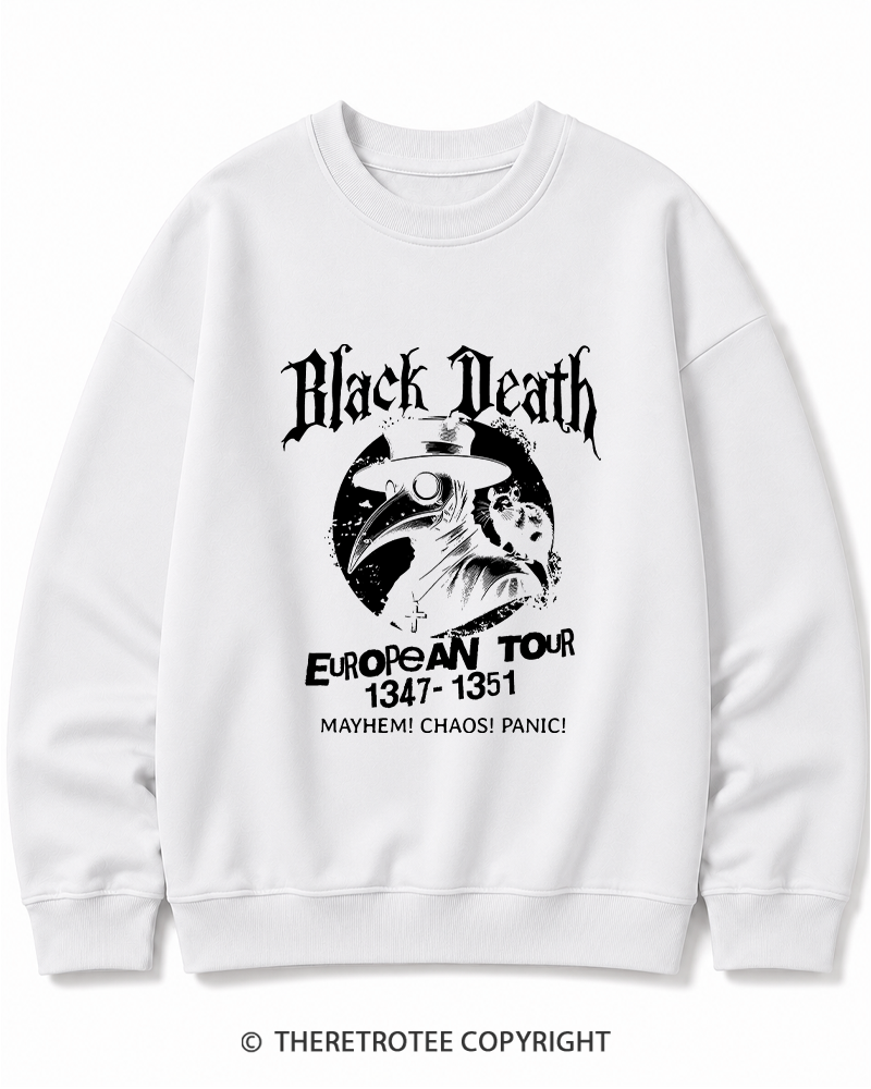 TheRetroTee Black Death European Tour 1970s Cotton Sweatshirt