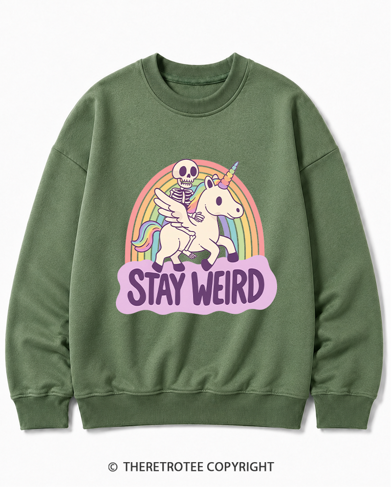 TheRetroTee Stay Weird Cotton Sweatshirt