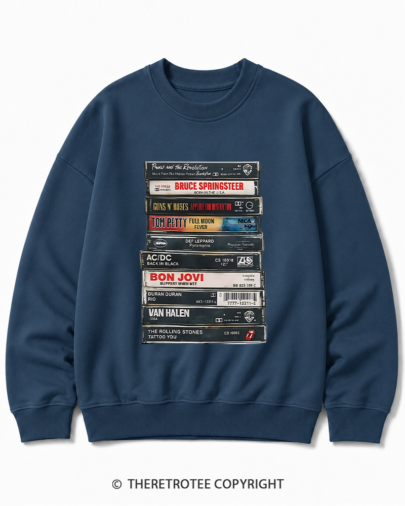 TheRetroTee Rock cassettes 1980s Cotton Sweatshirt