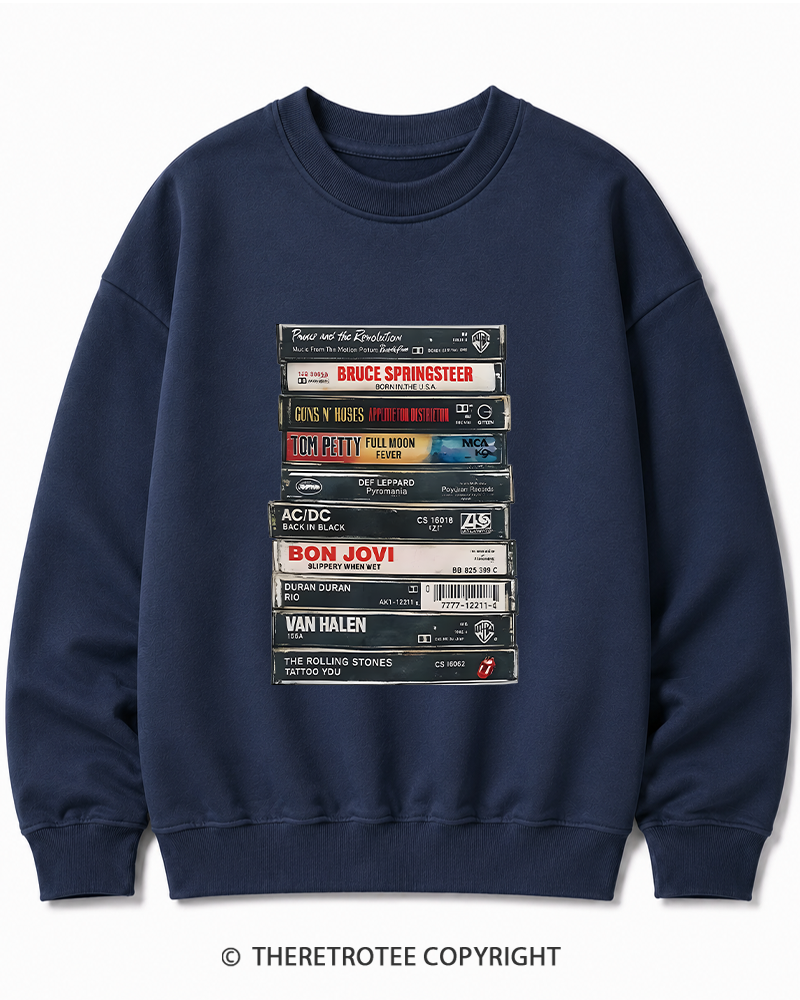 TheRetroTee Rock cassettes 1980s Cotton Sweatshirt